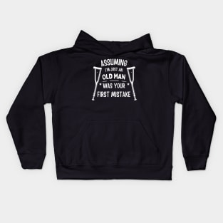 Assuming Im Just An Old Man Was Your First Mistake Funny saying Kids Hoodie